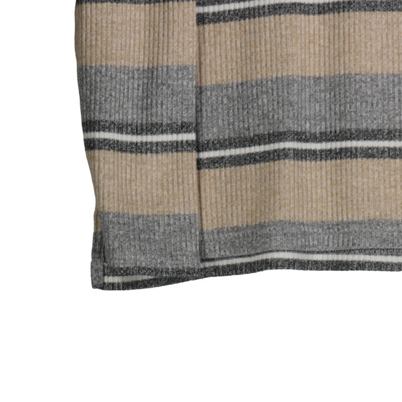 Banana Republic Sweater Women Large Brown Gray Ribbed Stretch Striped Cozy Chic - Picture 5 of 6